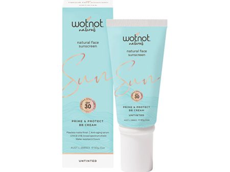 Wotnot Naturals Natural Face Sunscreen SPF 30 Prime & Protect BB Cream Untinted 60g Hot on Sale