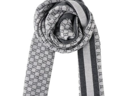 Gucci Wool Web Stripe GG Guccissima Scarf 438253  Grey Online