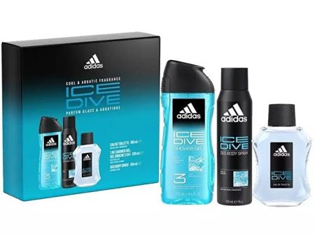 Adidas Ice Dive 3pc Set - Et & Body Spray 150ml & Shower Gel 250ml 100ml Online Sale