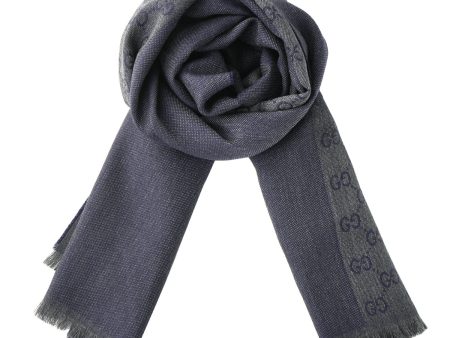 Gucci HALF GG LOGO WOOL SCARF 344994  Black Supply