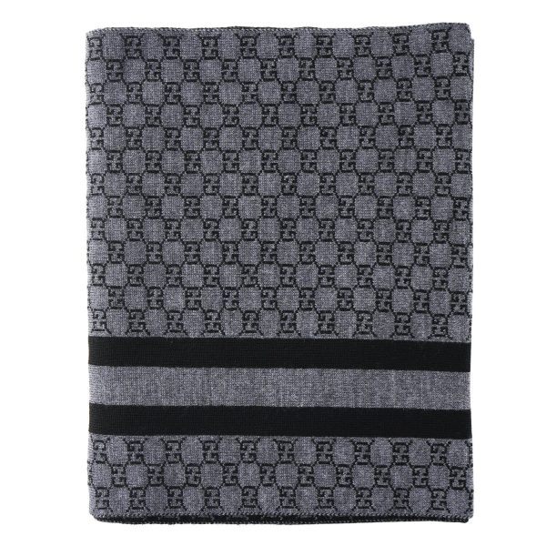 Gucci Wool Web Stripe GG Guccissima Scarf 438253  Black For Cheap