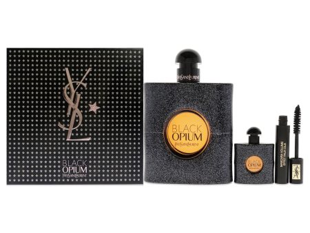 Yves Saint Laurent Black Opium by Yves Saint Laurent for Women - 3 Pc Gift Set 3oz EDP Spray, 0.25oz EDP Mini, 0.06oz Mascara Online Sale